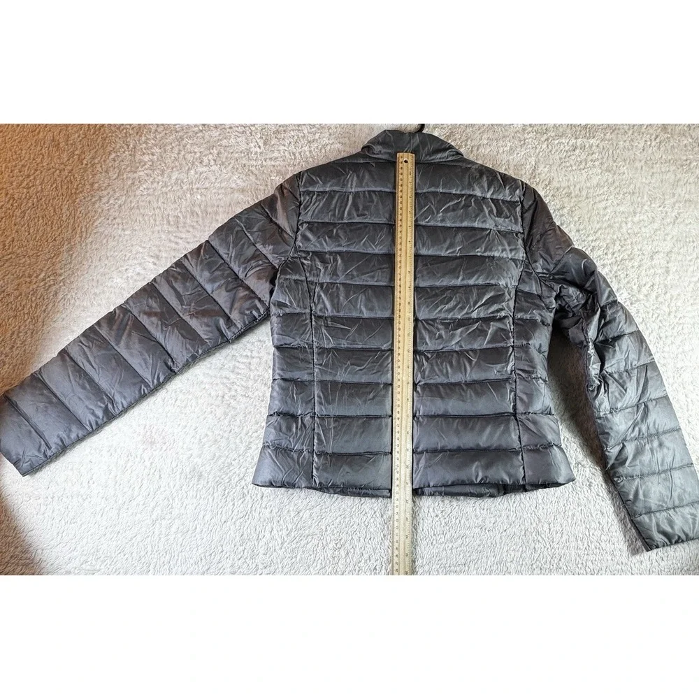 Michael Kors Down Puffer Jacket Black Quilted Hidden Hood Womens Medium